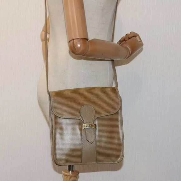 SAINT LAURENT Shoulder Bag PVC Beige Gold Auth - Picture 1 of 16